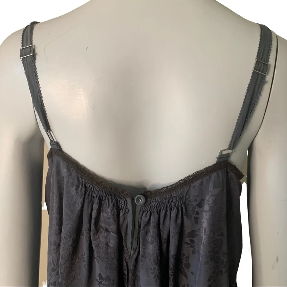 REBECCA TAYLOR 100% Silk Jacquard Blue Loose Fit Tank Size 8 - Picture 7 of 16